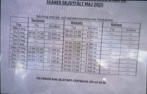 Schiesszeiten Mai 2025 in der Hanö-Bucht
